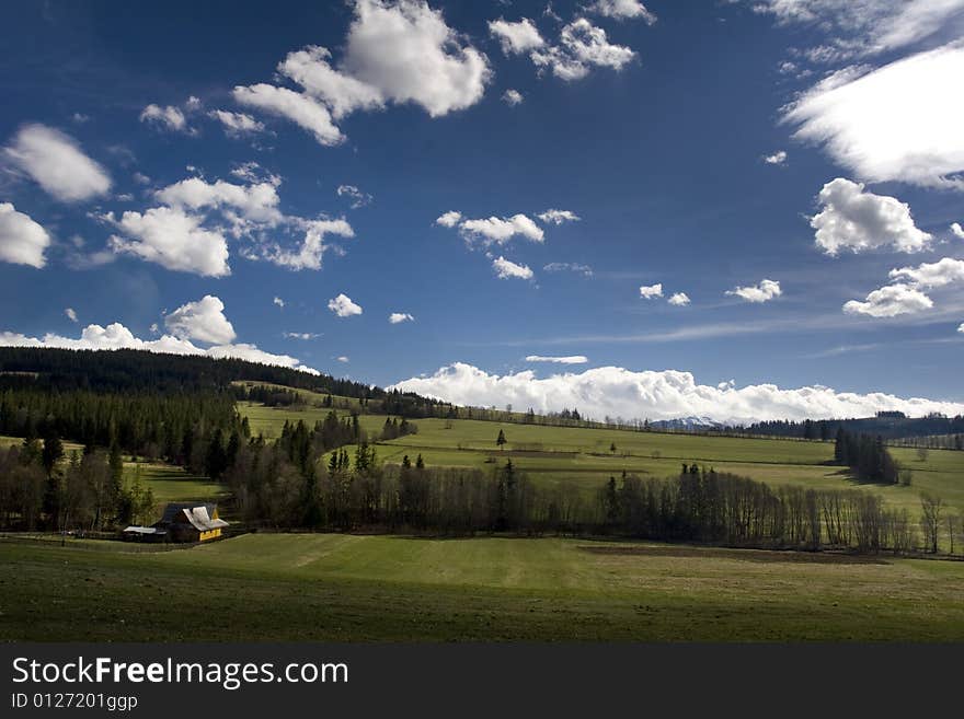 The sky full of small clouds in the sunny day