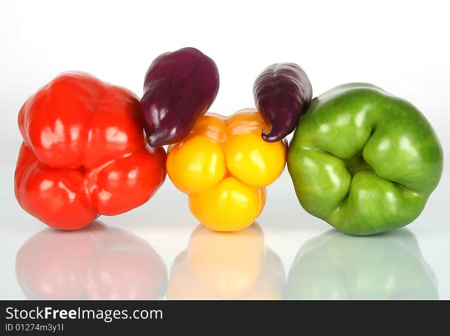 Colored paprika on glass