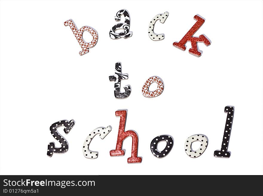 Letters Back to School on white background