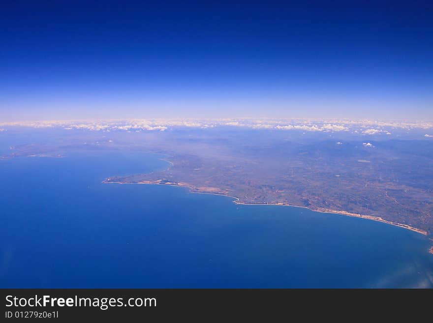 Clouds over sea and coast