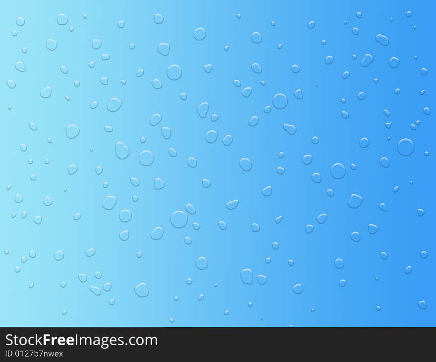 Water drops on blue surface