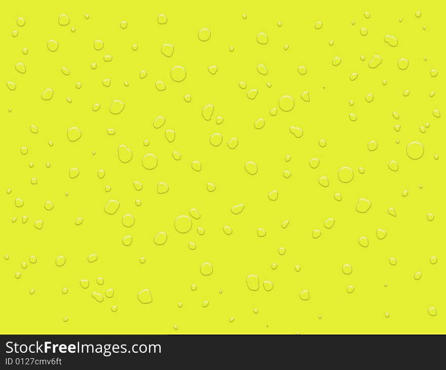 Water drops on yellow surface