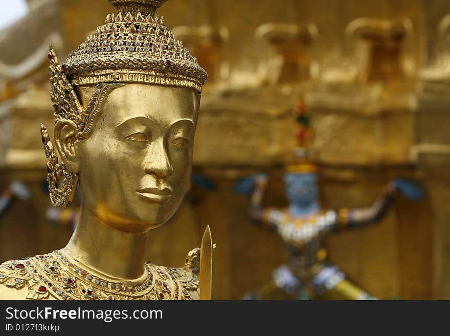 A soldier in a temple at Bangkok, Thailand