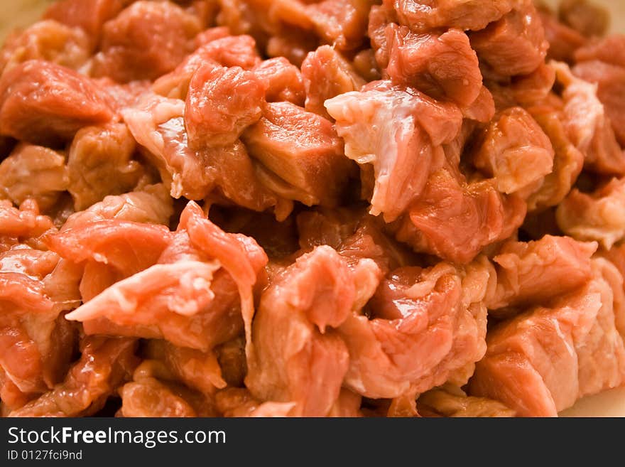 Large heap of raw meat