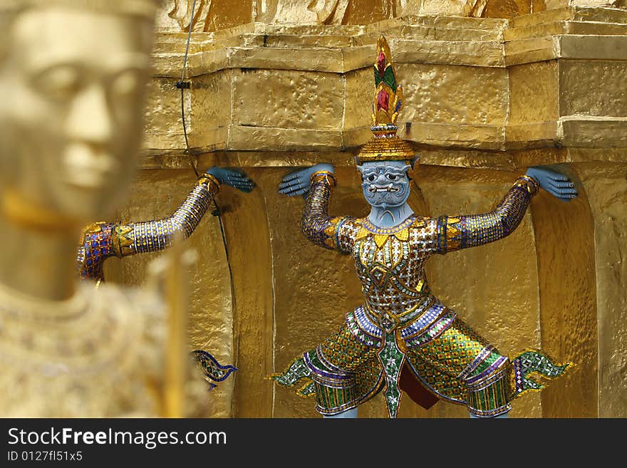 A warrior in a temple at Bangkok, Thailand