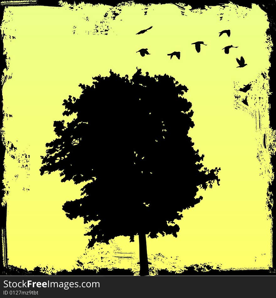 Grunge Tree With Background