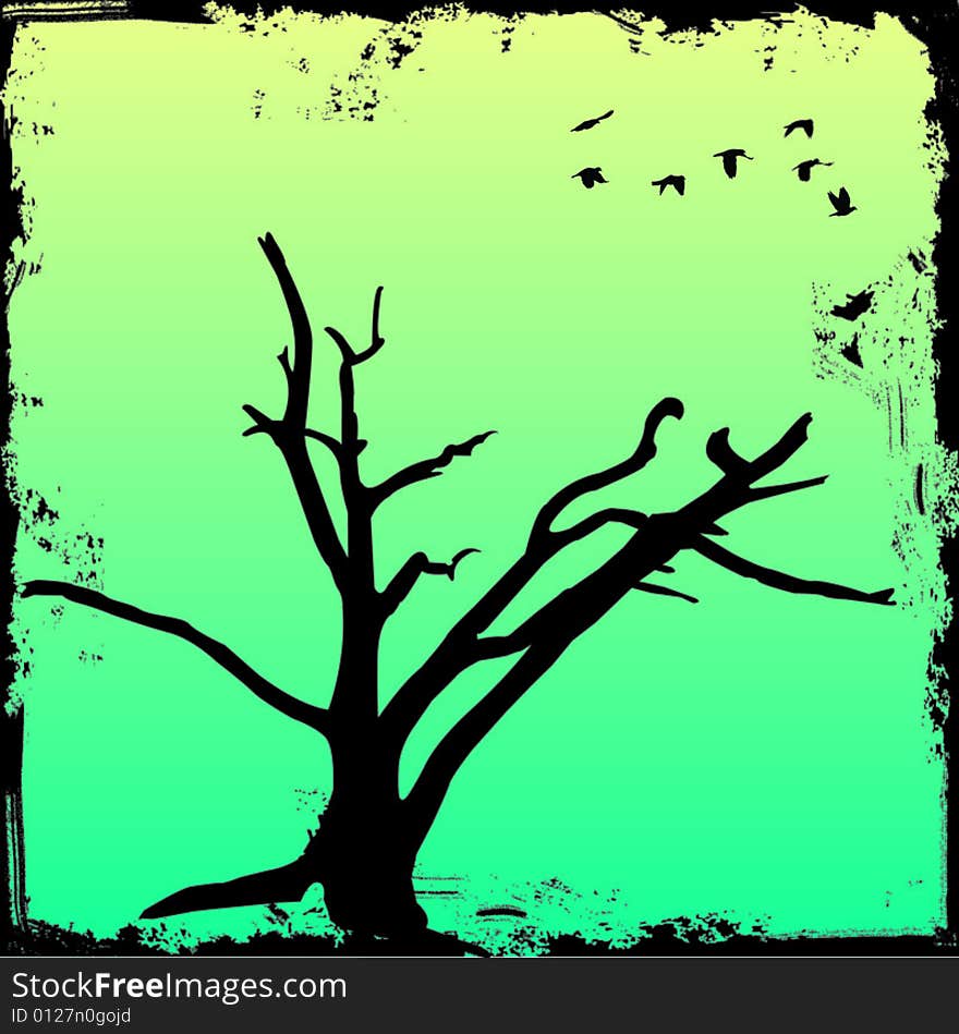 Grunge Tree With Background