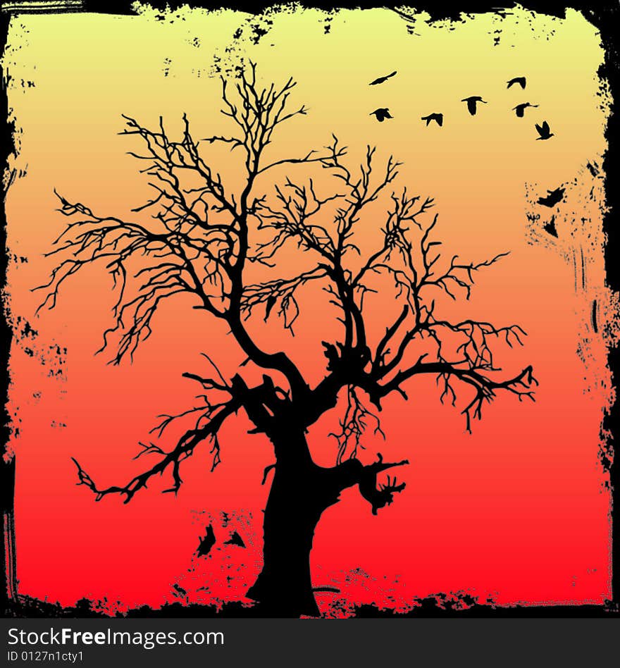 Grunge Tree With Background