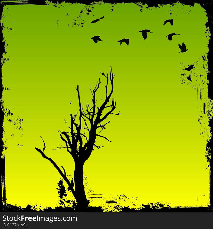 Grunge Tree With Background