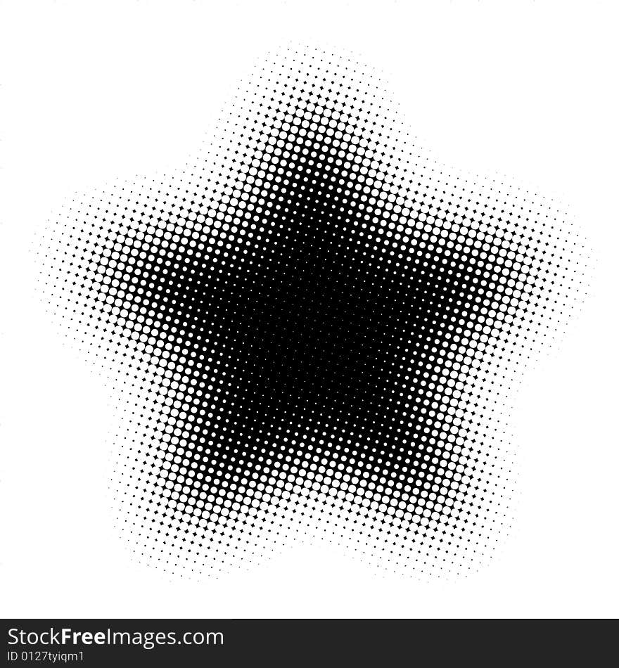 Halftone star isolated on white background