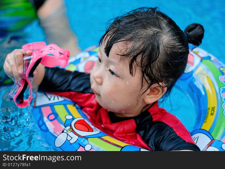 the child swimming