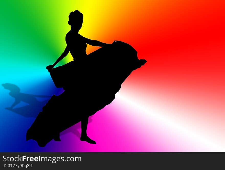 The silhouette of dancer .
made it by illustrator .