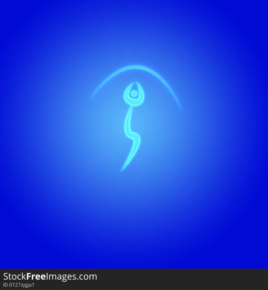 A blue abstract sperm illustration.