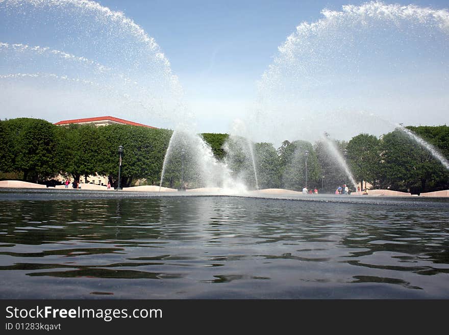 Jets of Water Shooting into Centennial Pond