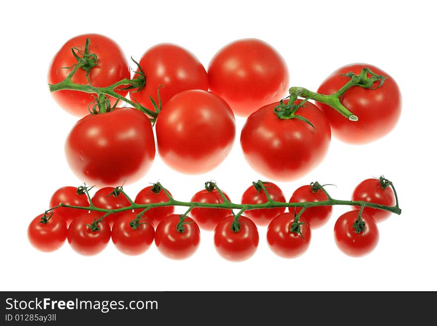 Tomatoes on white.