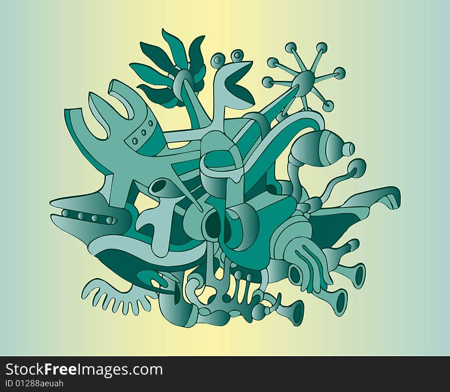 The stylized vector illustration, abstraction frog. The stylized vector illustration, abstraction frog.