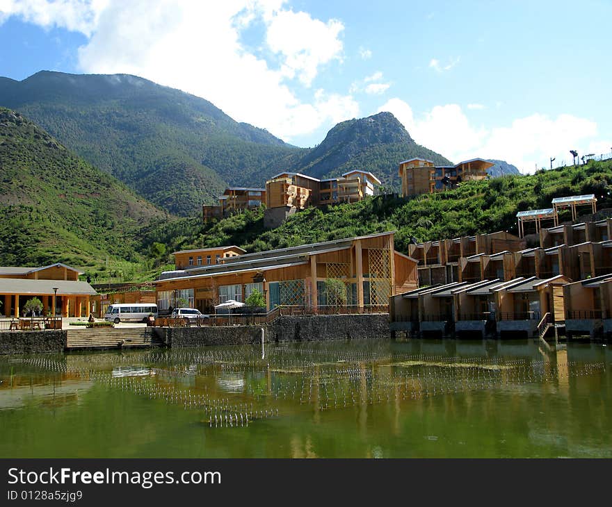 Lugu Lake lanscape, Yunnan province, China, panorama