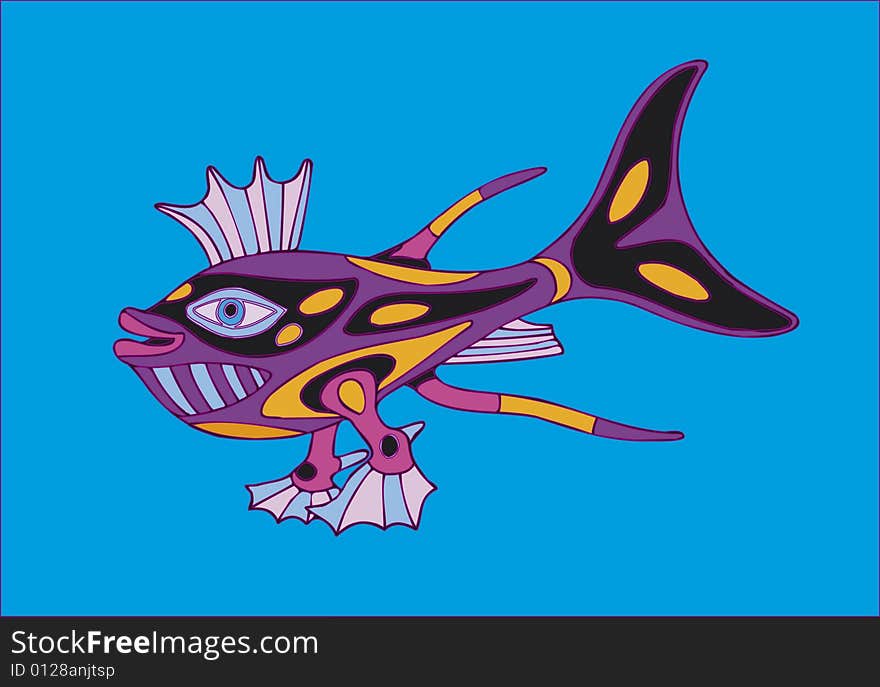 Fabled colored fish - vector illustration. Fabled colored fish - vector illustration