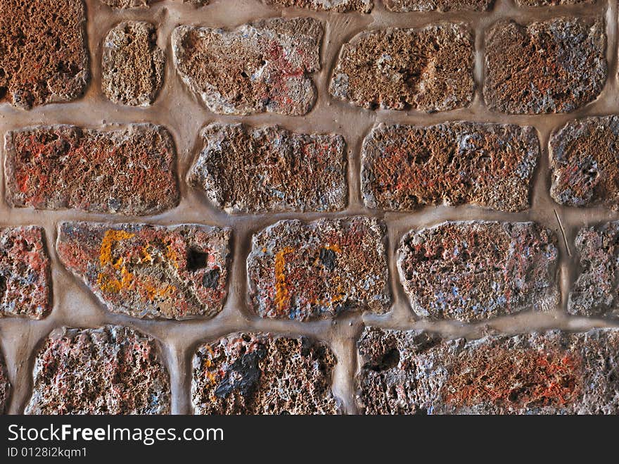 Old spotted colored wall after restoration. Old spotted colored wall after restoration