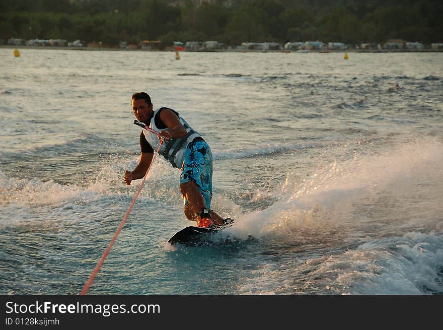 Young Man Wakeboarding