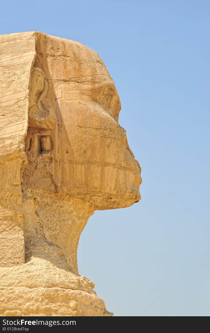 Head of The Sphinx of Gizeh (located in front of the great pyramid)