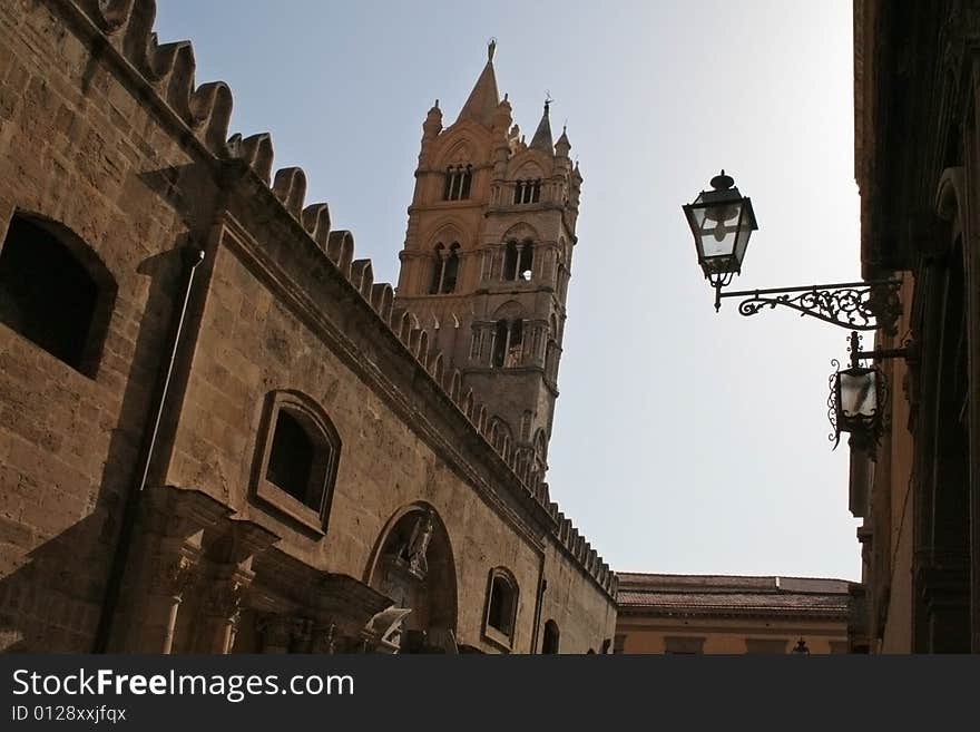 Lateral view of the cathedral of Palermo, Sicily. Lateral view of the cathedral of Palermo, Sicily