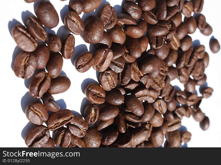 Coffee Beans against a white background.