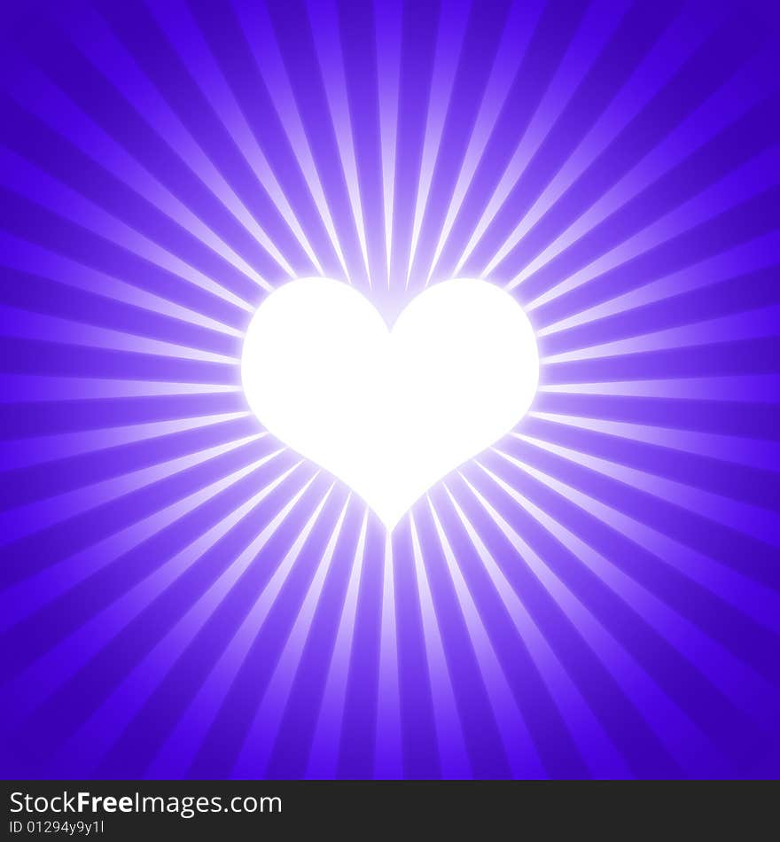 Big heart in shiny blue background. Big heart in shiny blue background