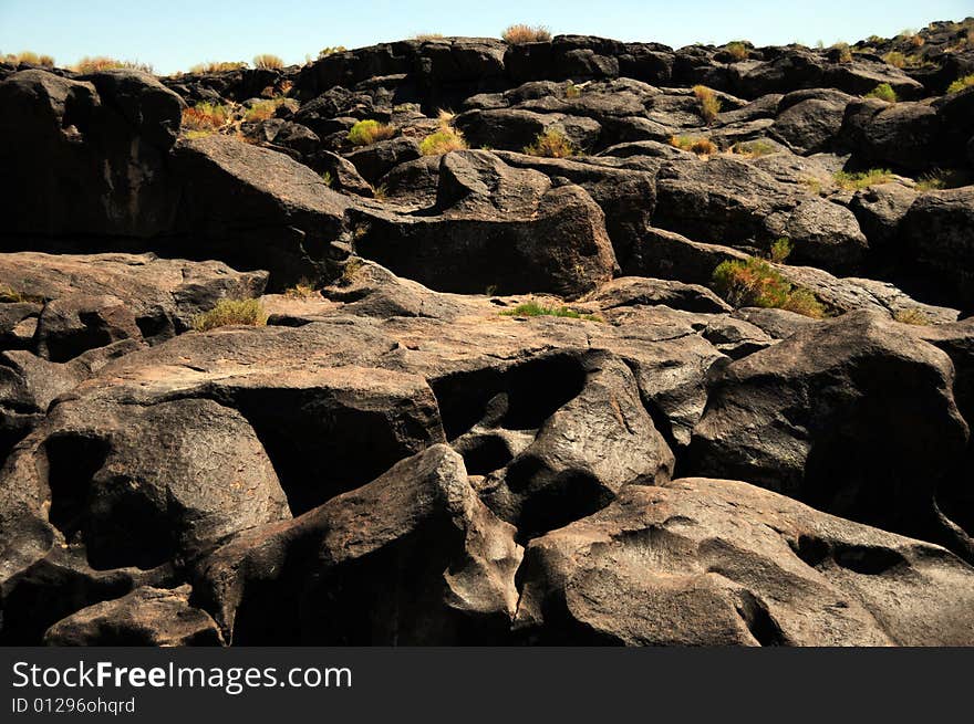 Volcanic rocks formed a waterfall in california. Volcanic rocks formed a waterfall in california