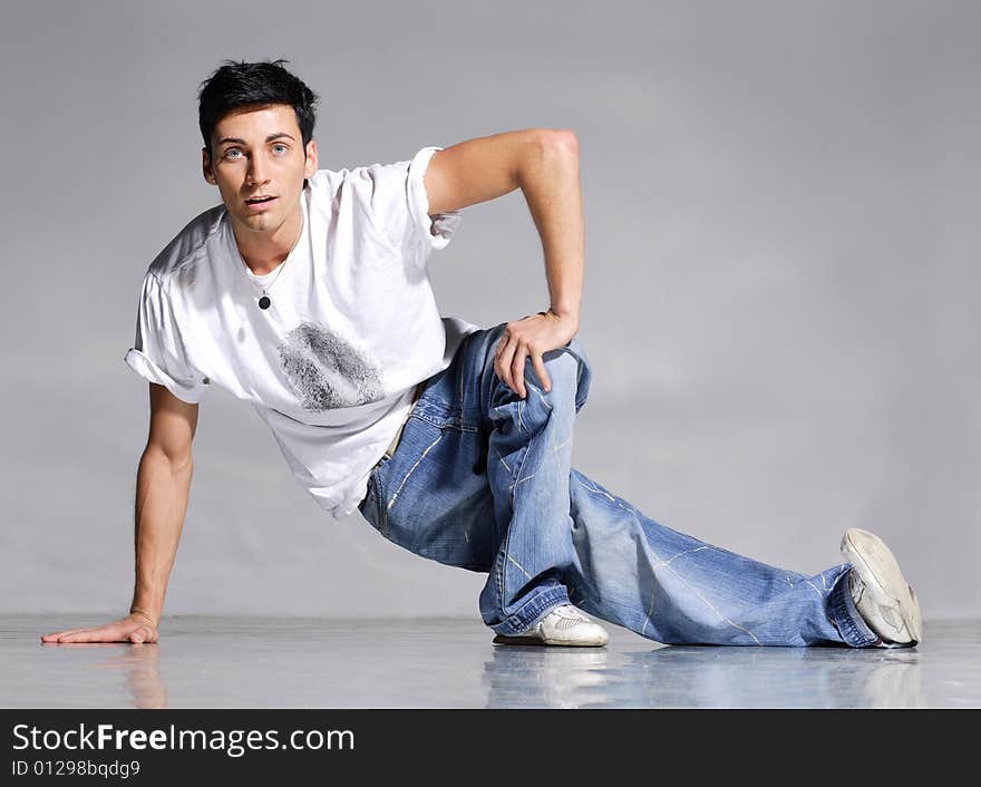 Stylish and cool breakdance style dancer posing. Stylish and cool breakdance style dancer posing