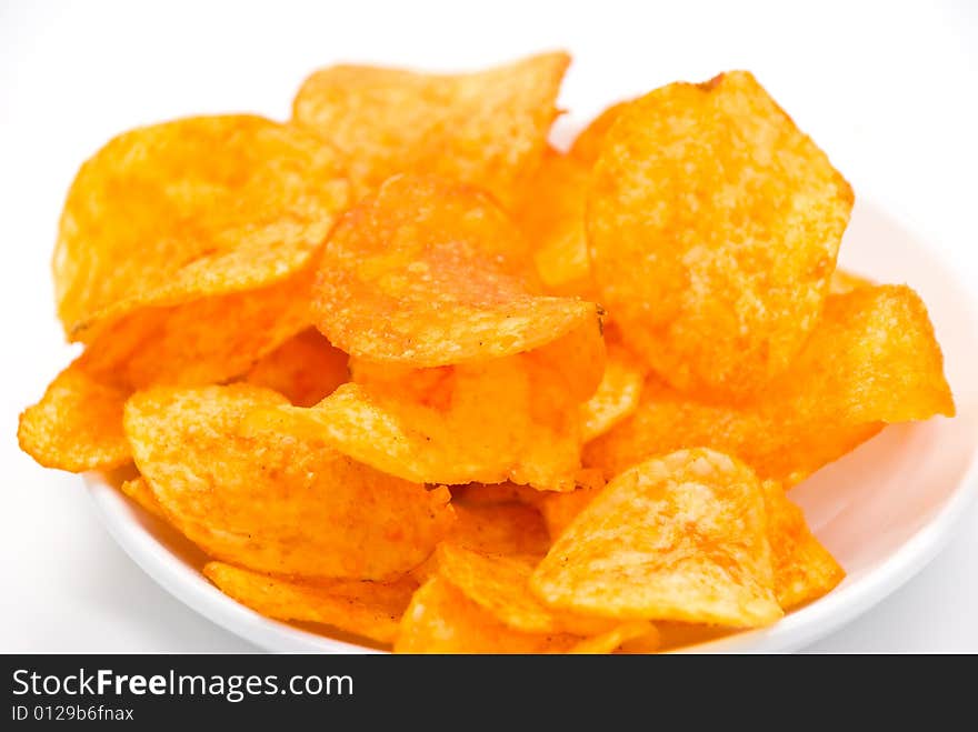 Fresh potato chips with red pepper