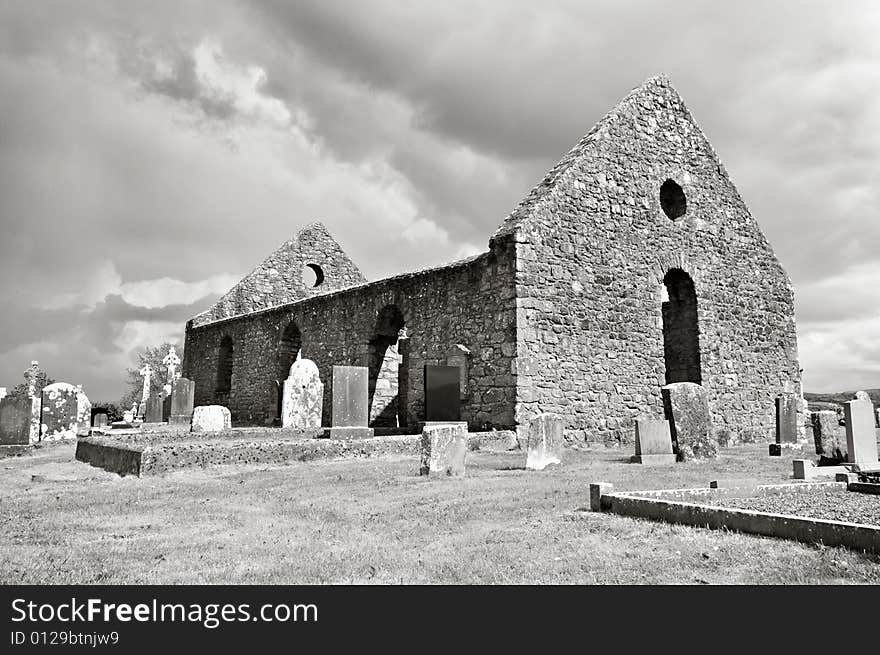 Old church and cemetery in rural Ireland. Old church and cemetery in rural Ireland