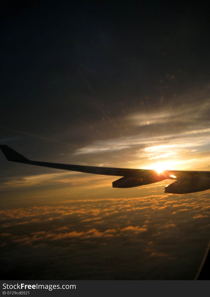 A sun ray outside the flight