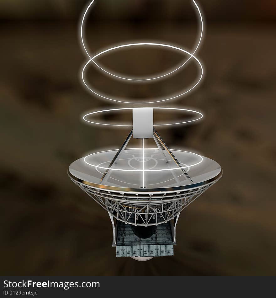 3D radar sending and reciving waves, top view. 3D radar sending and reciving waves, top view