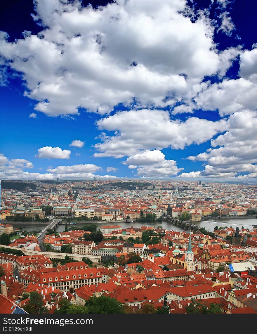 The aerial view of picturesque Prague City Czech Republic. The aerial view of picturesque Prague City Czech Republic