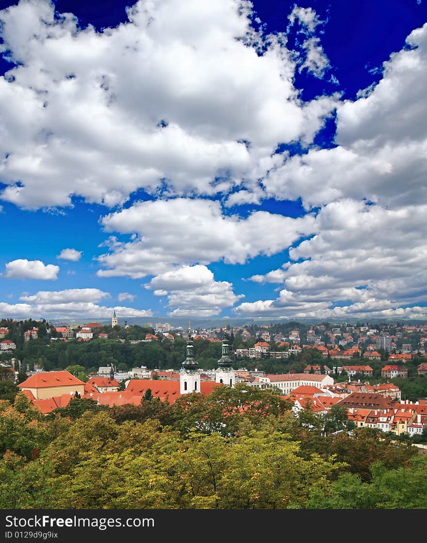 The aerial view of picturesque Prague City Czech Republic. The aerial view of picturesque Prague City Czech Republic