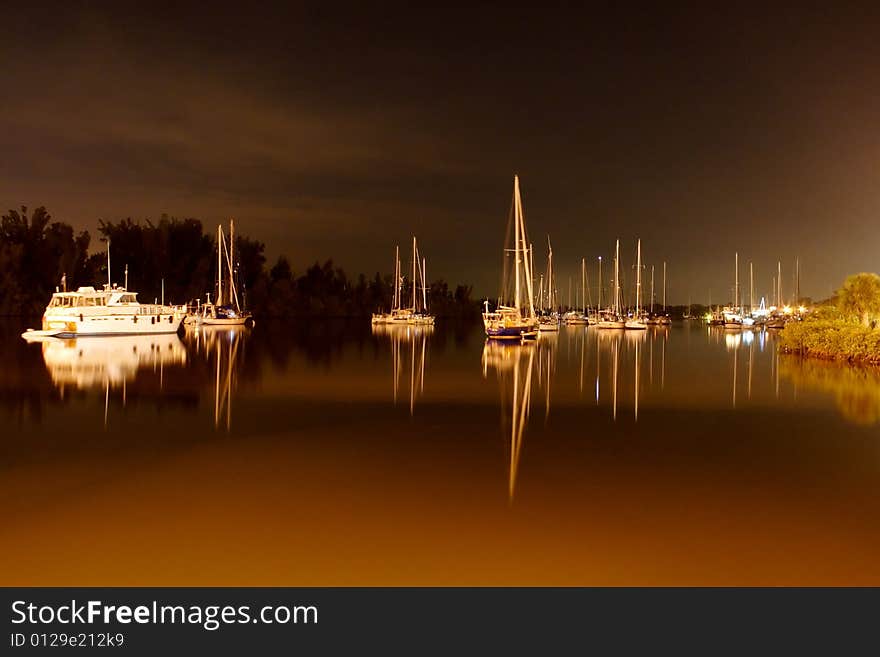 Boats on the water at dusk