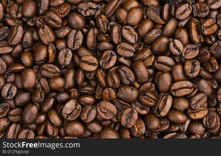 Close-up of coffee beans taken with a Canon Rebel XT and EF-S 60mm macro lens