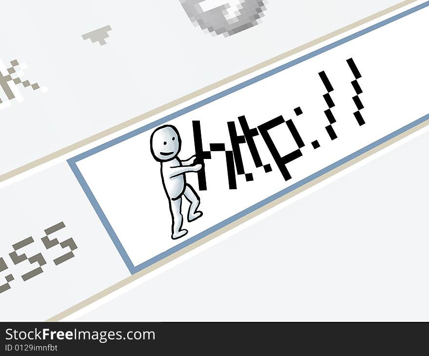 In an address line of a browser the small little man pushes together aside an inscription http. In an address line of a browser the small little man pushes together aside an inscription http.