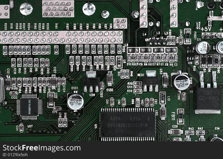 Close up shot of hard drive circuit board