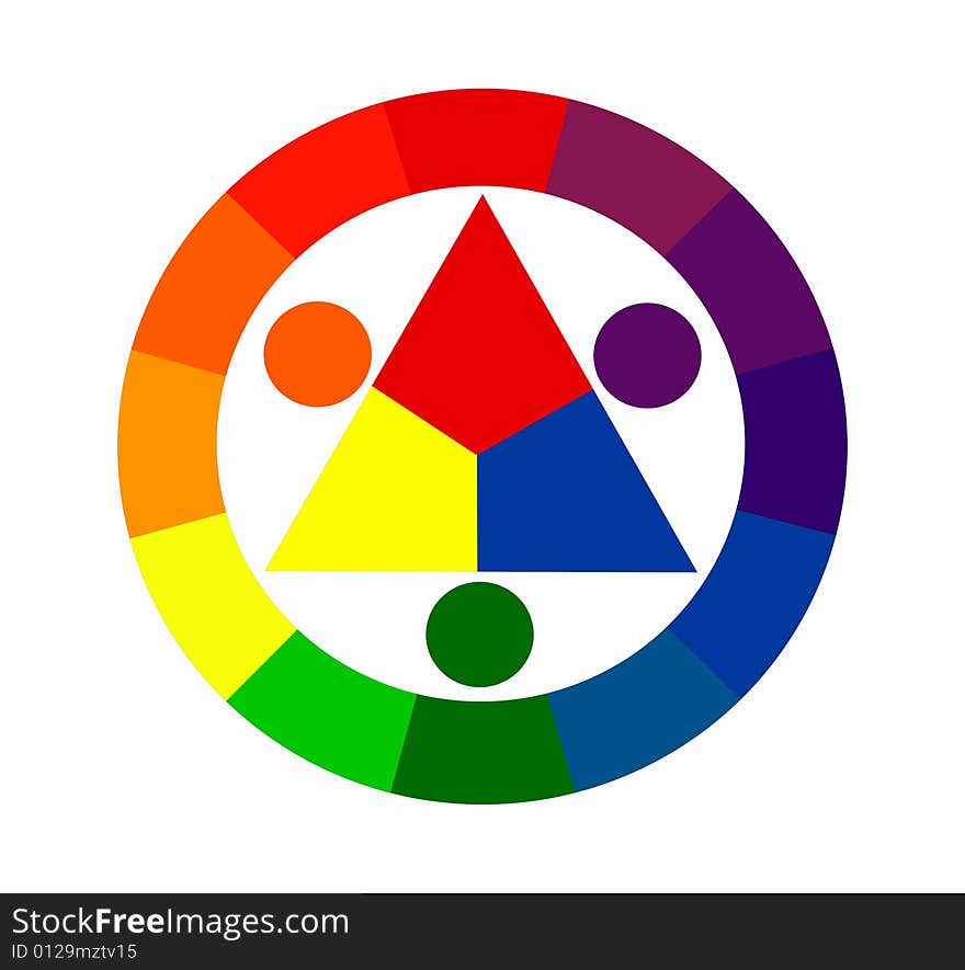 Twelve colors circle isolated over white background