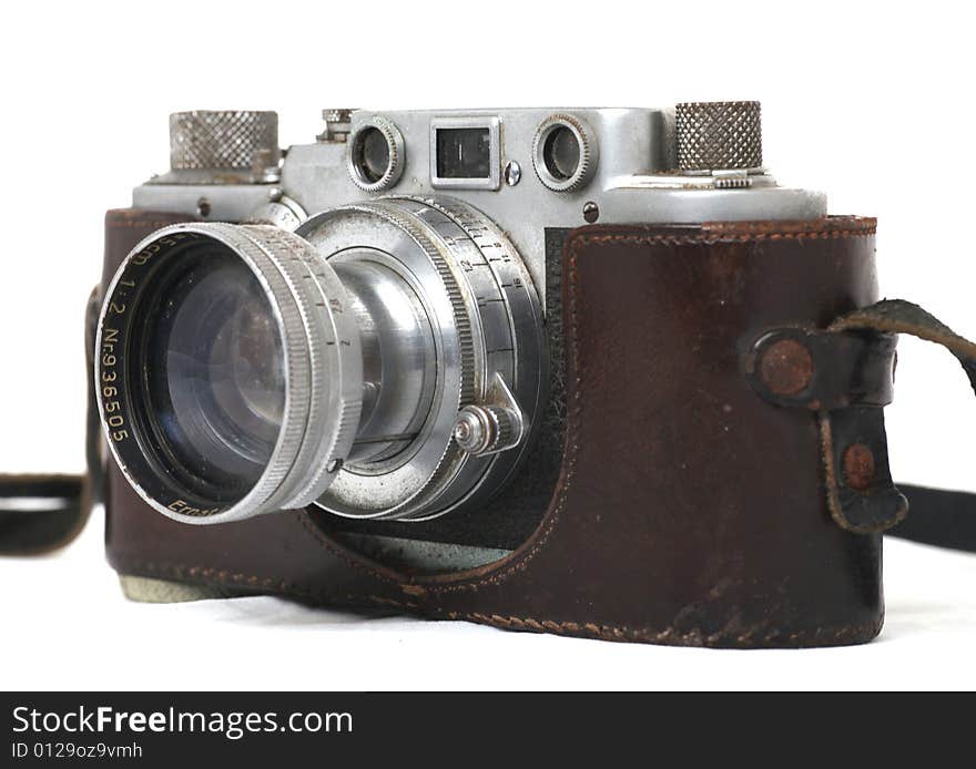 Isolated vintage camera on the white background