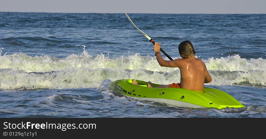 Men on kayak in Black Sea