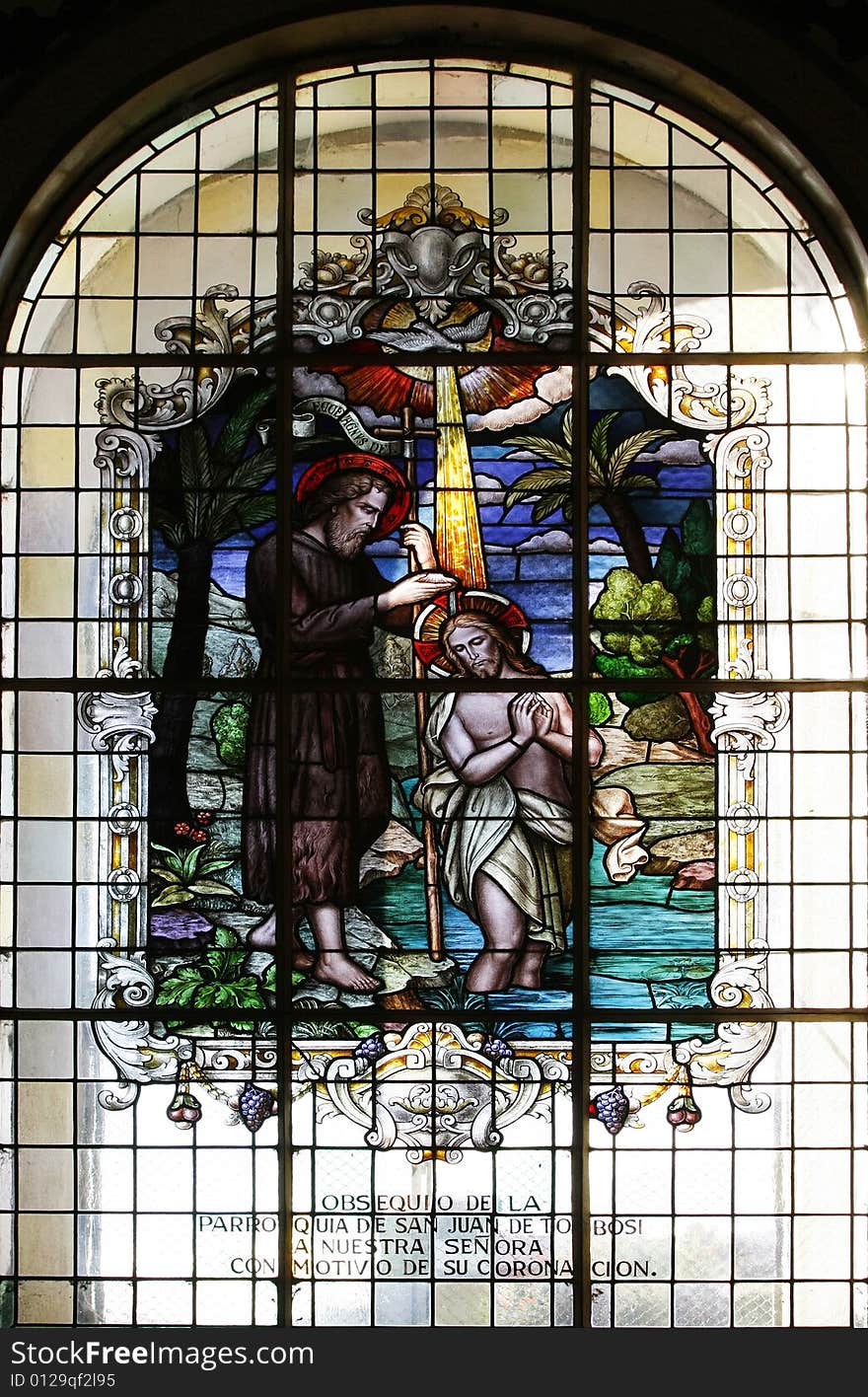 Stained-glass window of The Basilica de Nuestra Senora de los Angeles. Many pilgrims come to Cartago annually, to visit the national's principal church, the enormous Basilica de Nuestra Senora de Los Angeles, on the feast day of the Virgin of the Angels (August 2). The church has a statue of the Black Madonna known as La Negrita, who supposedly had great healing powers. Stained-glass window of The Basilica de Nuestra Senora de los Angeles. Many pilgrims come to Cartago annually, to visit the national's principal church, the enormous Basilica de Nuestra Senora de Los Angeles, on the feast day of the Virgin of the Angels (August 2). The church has a statue of the Black Madonna known as La Negrita, who supposedly had great healing powers.