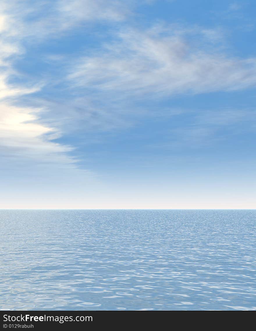 Beautiful summer seascape. 3d image. Beautiful summer seascape. 3d image