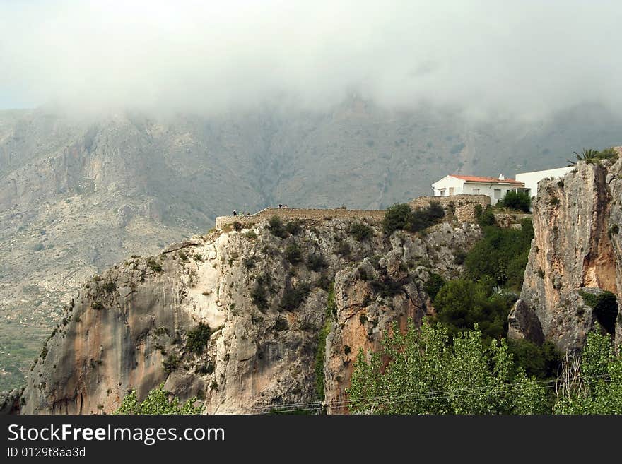 Building on a rock with panorama view in guadalest