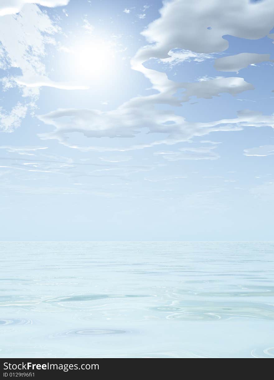 Beautiful summer seascape. 3d image. Beautiful summer seascape. 3d image