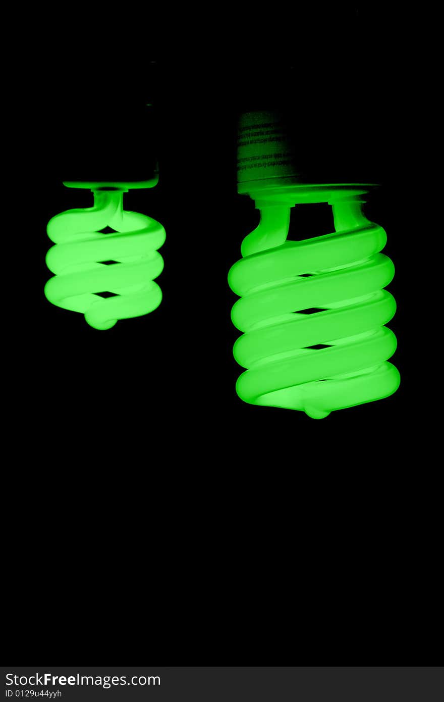 Green energy fluorescent light glowing. Green energy fluorescent light glowing