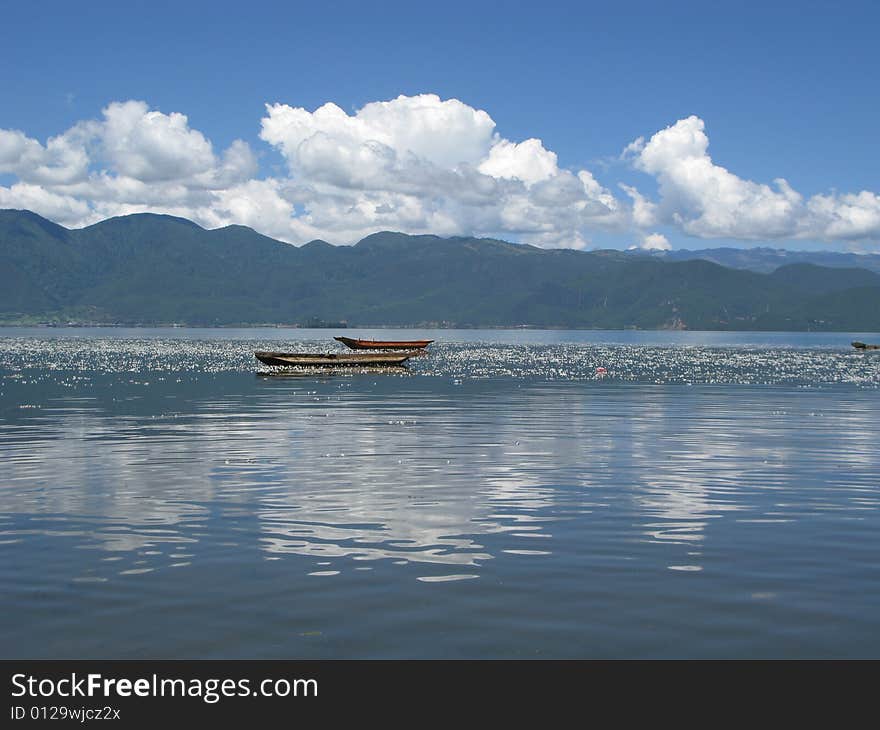 Lugu Lake lanscape, Yunnan province, China, panorama