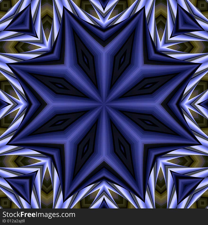 Abstract fractal image resembling a segmented floral star. Abstract fractal image resembling a segmented floral star